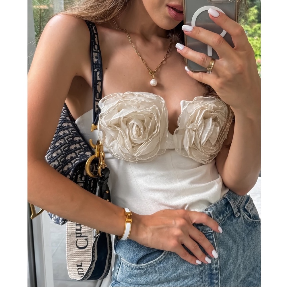 Zara White Strapless Crop Top - Picture 7 of 16